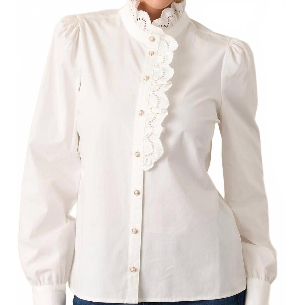 NEW PROSPERINA madison ruffle cotton top in white